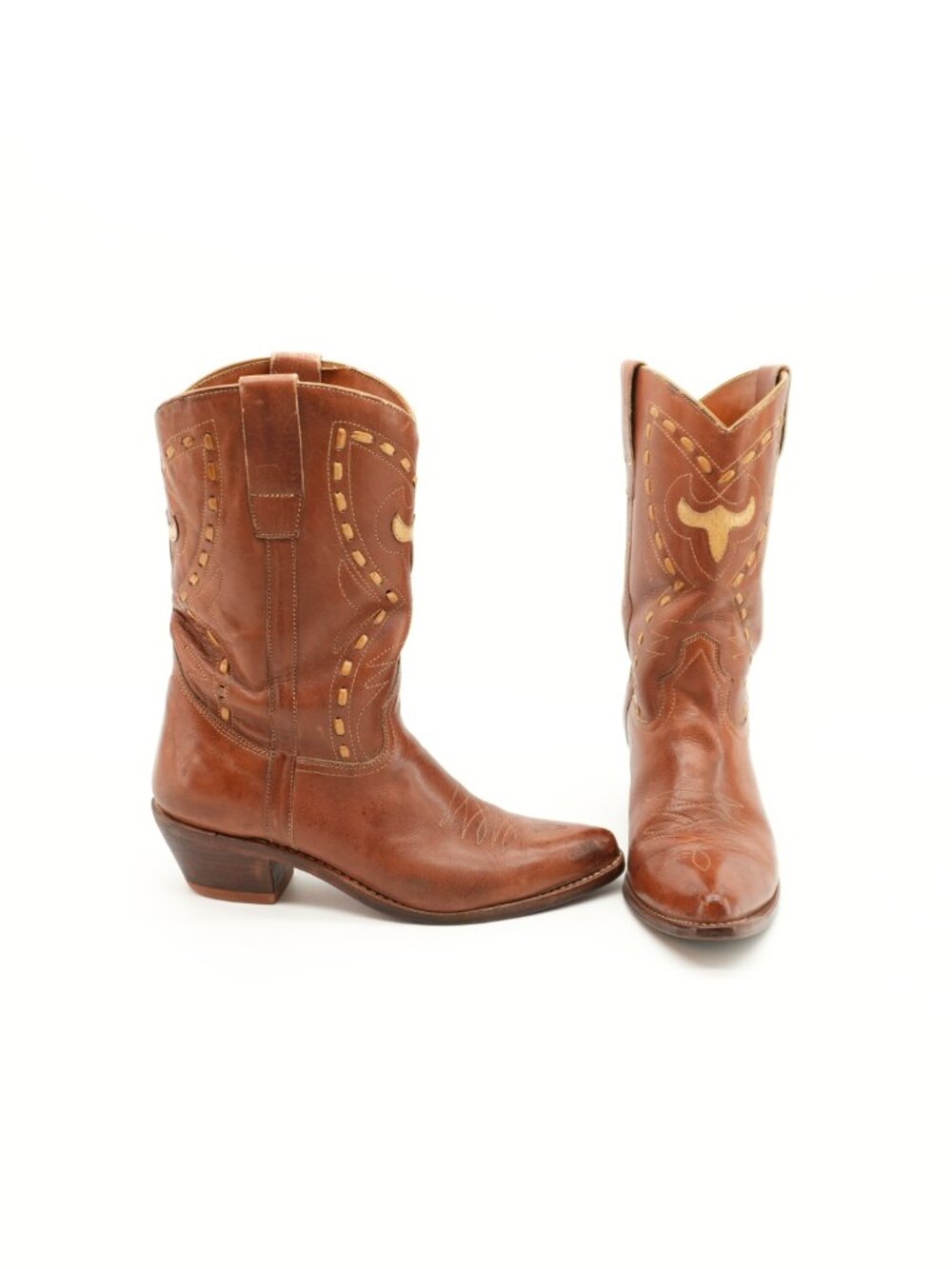 Vintage Leather Cowboy Boots Decorative Western Cowgirl Boots size 10 - Picture 14 of 15